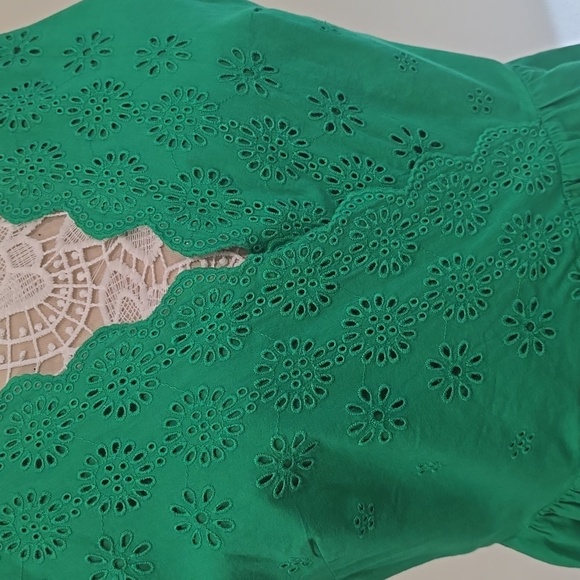 J. CREW Kelly Green Eyelet Dress Sz 12 - Picture 3 of 12